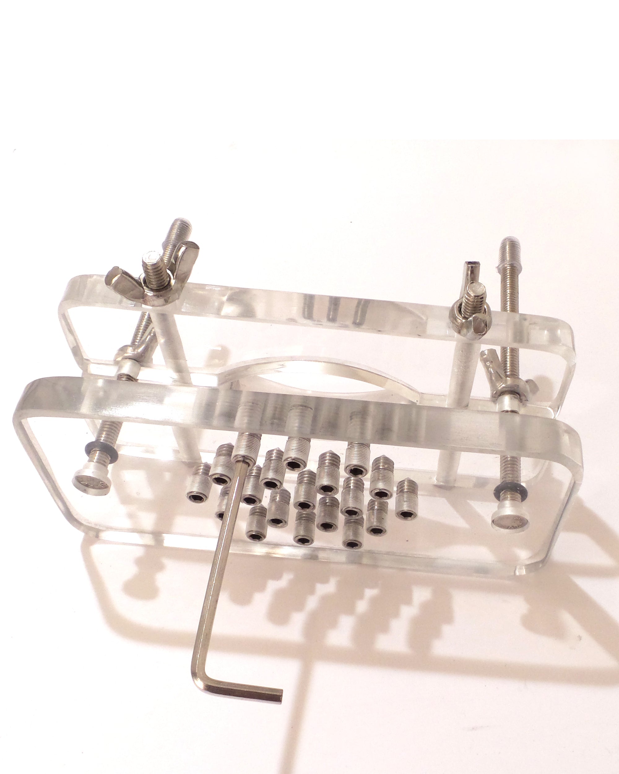 Spiked Acrylic Cock and Ball Crusher Board Scrotum Clamp CBT Device Re