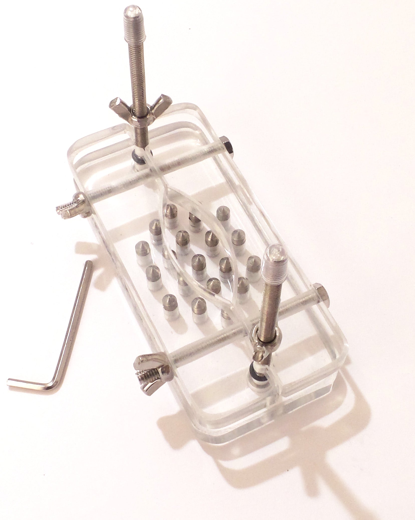 Spiked Acrylic Cock and Ball Crusher Board Scrotum Clamp CBT Device Re