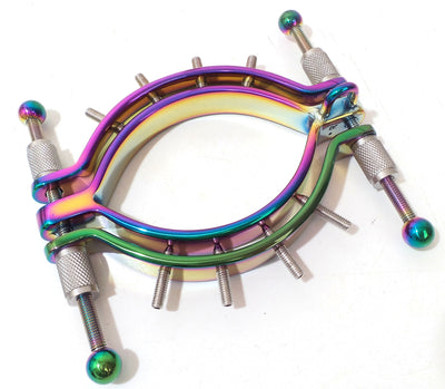 Spiked Pussy Clamp Labia Clamp with Ring Stainless Rainbow Radiance