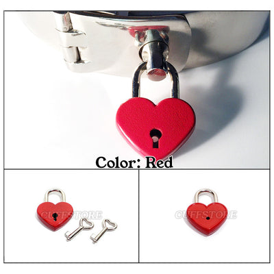 Mini Heart Padlock with One Key - Available Colors: Red, Pink, Blue and Black