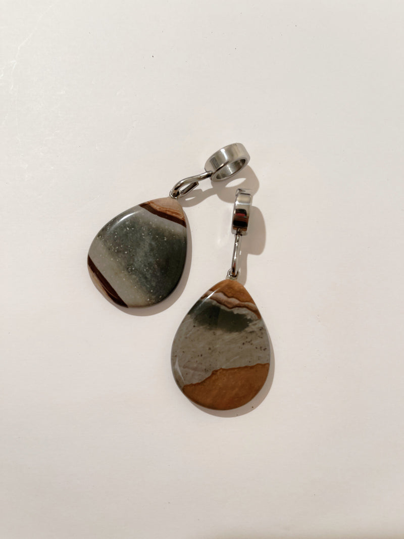 Real Stone Teardrop Pendant for 6mm and 8mm Collars