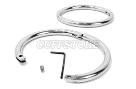 8mm Polished Stainless Locking Elliptical Ankle Cuffs