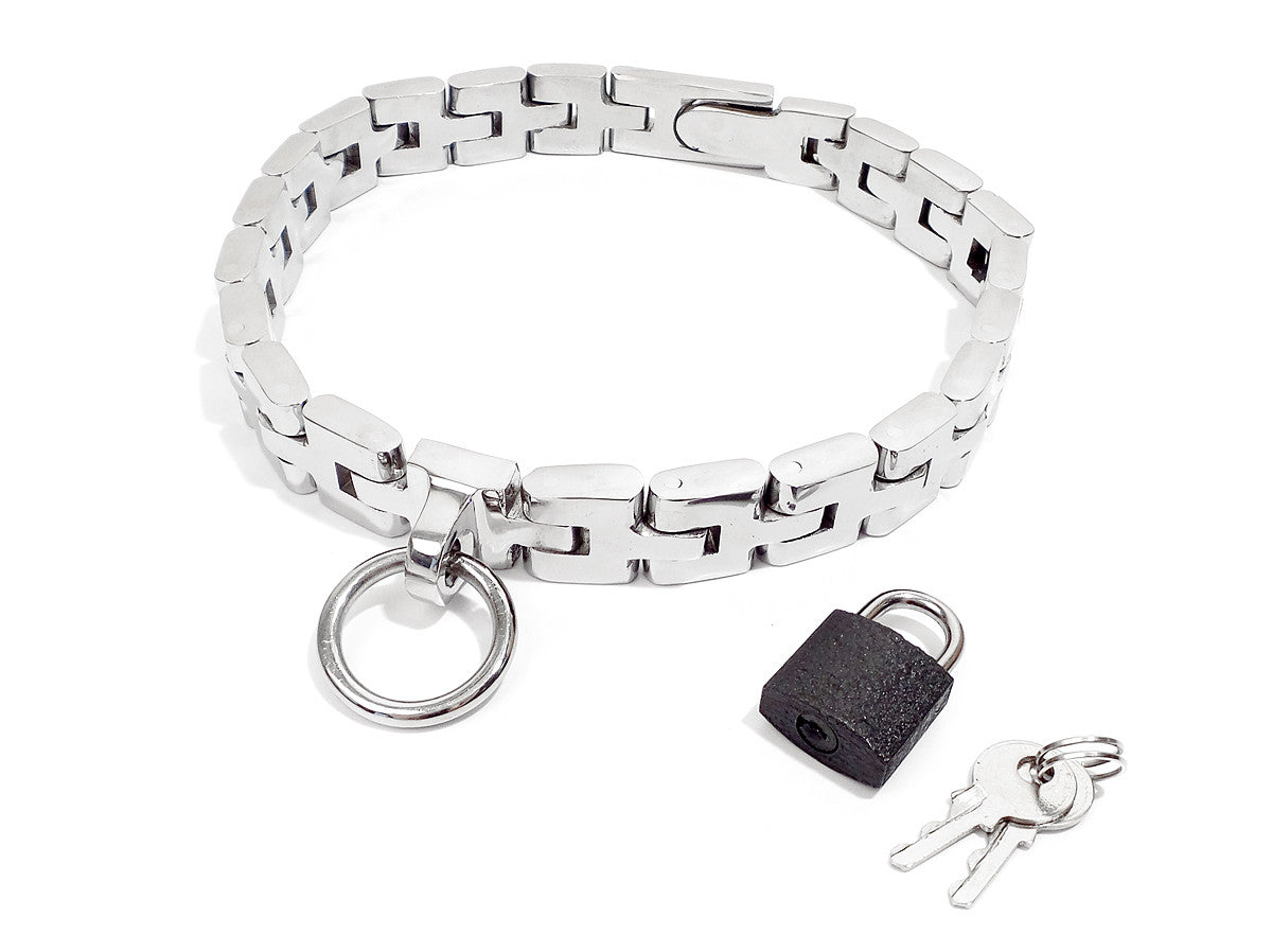 Locking Watch Band Link Collar with Padlock and Key KB-906