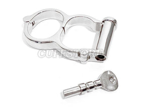 Nickel-plated Darby Irish-8 handcuffs and key