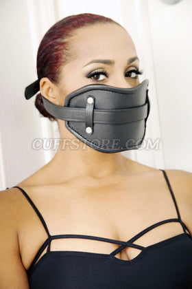 Black Leather Locking Gag Mask