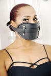 Adult BDSM Extreme Real Black Leather Locking Mouth Gag Mask 2008-SM