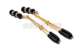 Black Crystal Beaded Adjustable Nipple Clamps