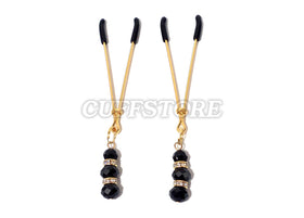 Black Crystal Beaded Adjustable Nipple Clamps