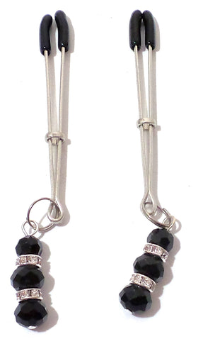 Black Crystal Beaded Adjustable Nipple Clamps