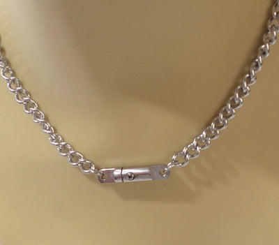 Locking Bondage Chain Necklace with Key Multiple Sizes