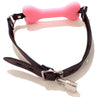 *Padlock Included* Locking Silicone Bone Gag Pink with Black Strap
