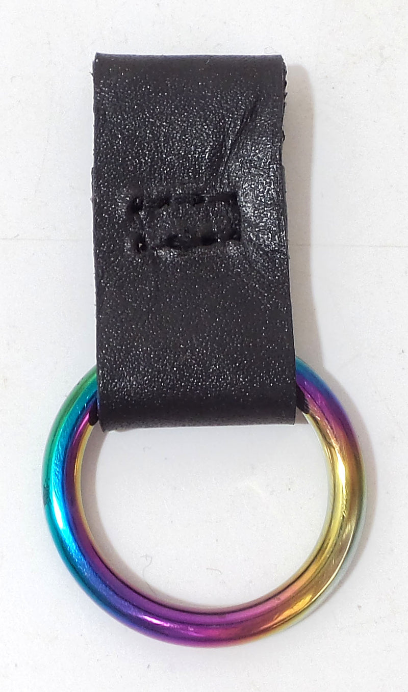 Leather Collar Slide On O Ring Pendant for Metal Collars Up to 8mm With Larger  Rainbow Ring