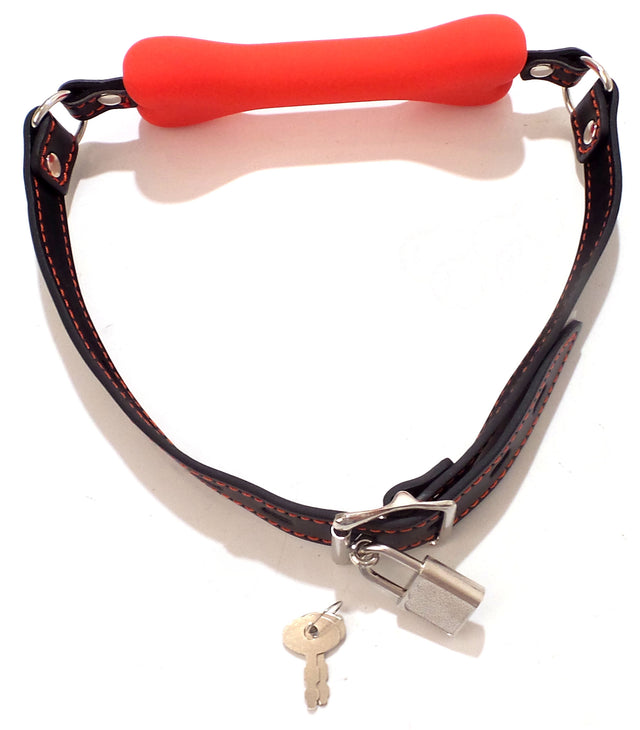 Red Locking Silicone Bone Gag