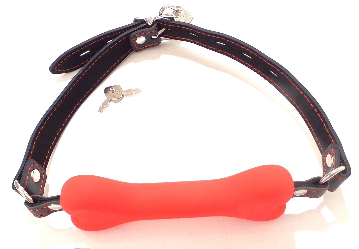 Red Locking Silicone Bone Gag