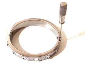 Crystal-Studded Stainless Steel Locking Bracelet
