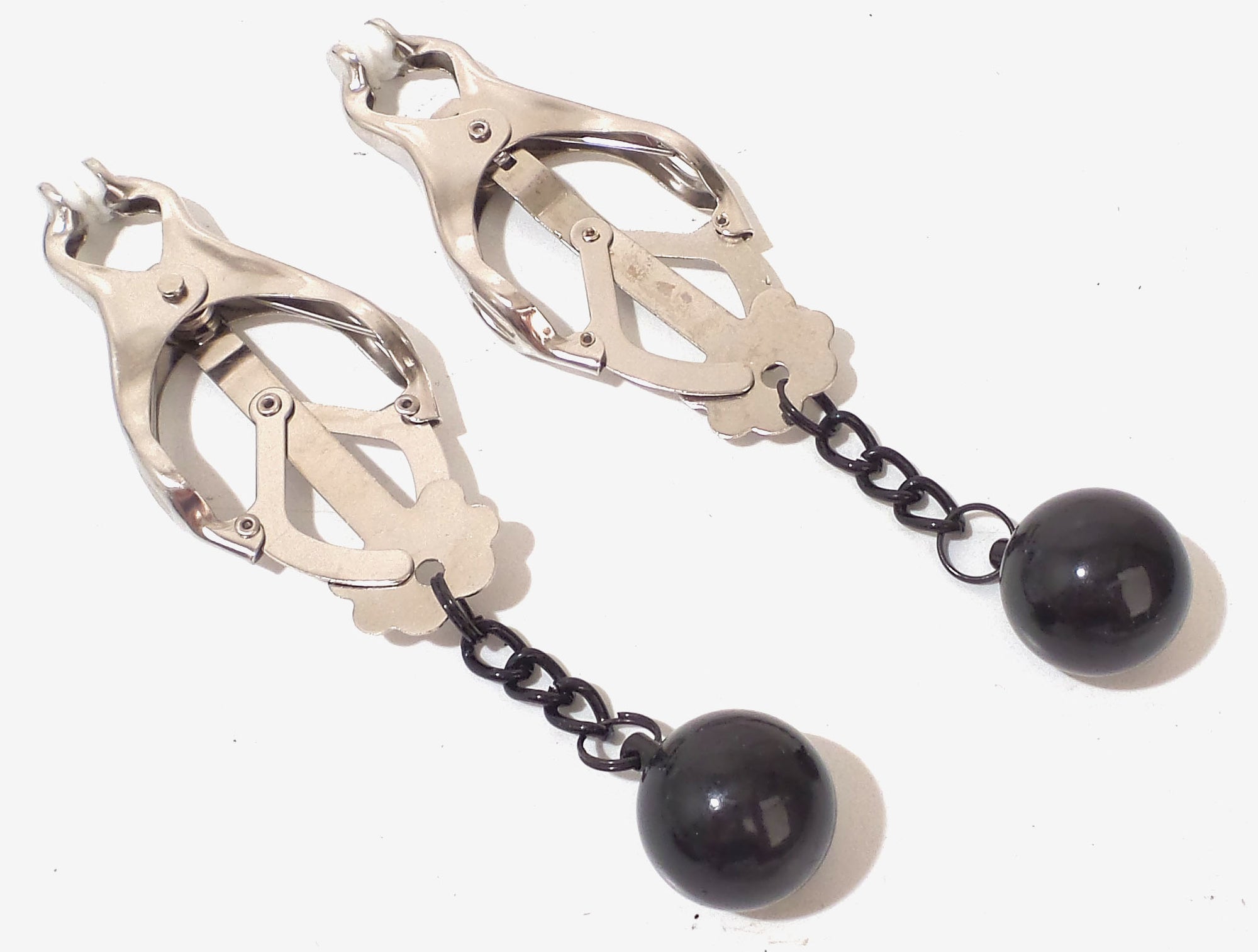 Silver Black Weighted Butterfly Nipple Clamps