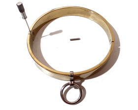 Gold Flat Locking Slave Collar with Removable O-Ring