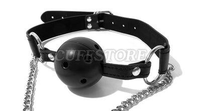 Lockable Breathable Mouth Ball Gag with Nipple Clamps
