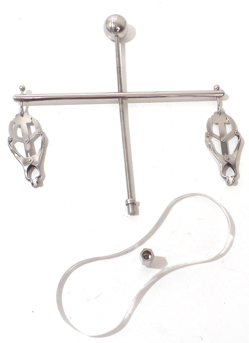 Deluxe Nipple Clamps with Plexiglass Base Tower of Pain Stainless